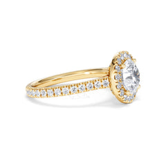 2.30ct Reina Lab Diamond Halo Engagement Ring in 18K Gold F/VS1