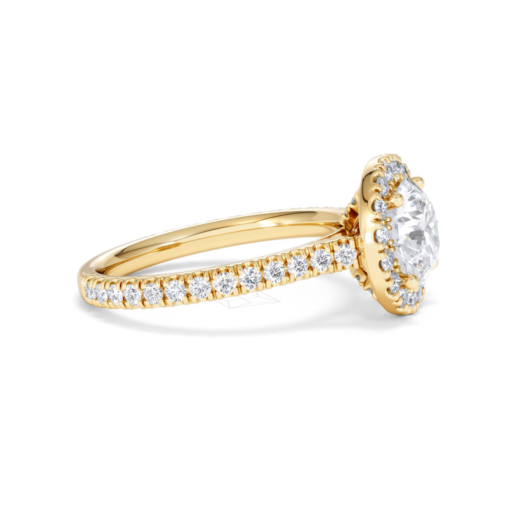 2.30ct Reina Lab Diamond Halo Engagement Ring in 18K Gold F/VS1