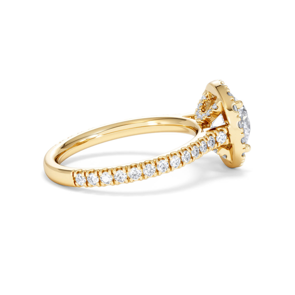 2.30ct Reina Lab Diamond Halo Engagement Ring in 18K Gold F/VS1