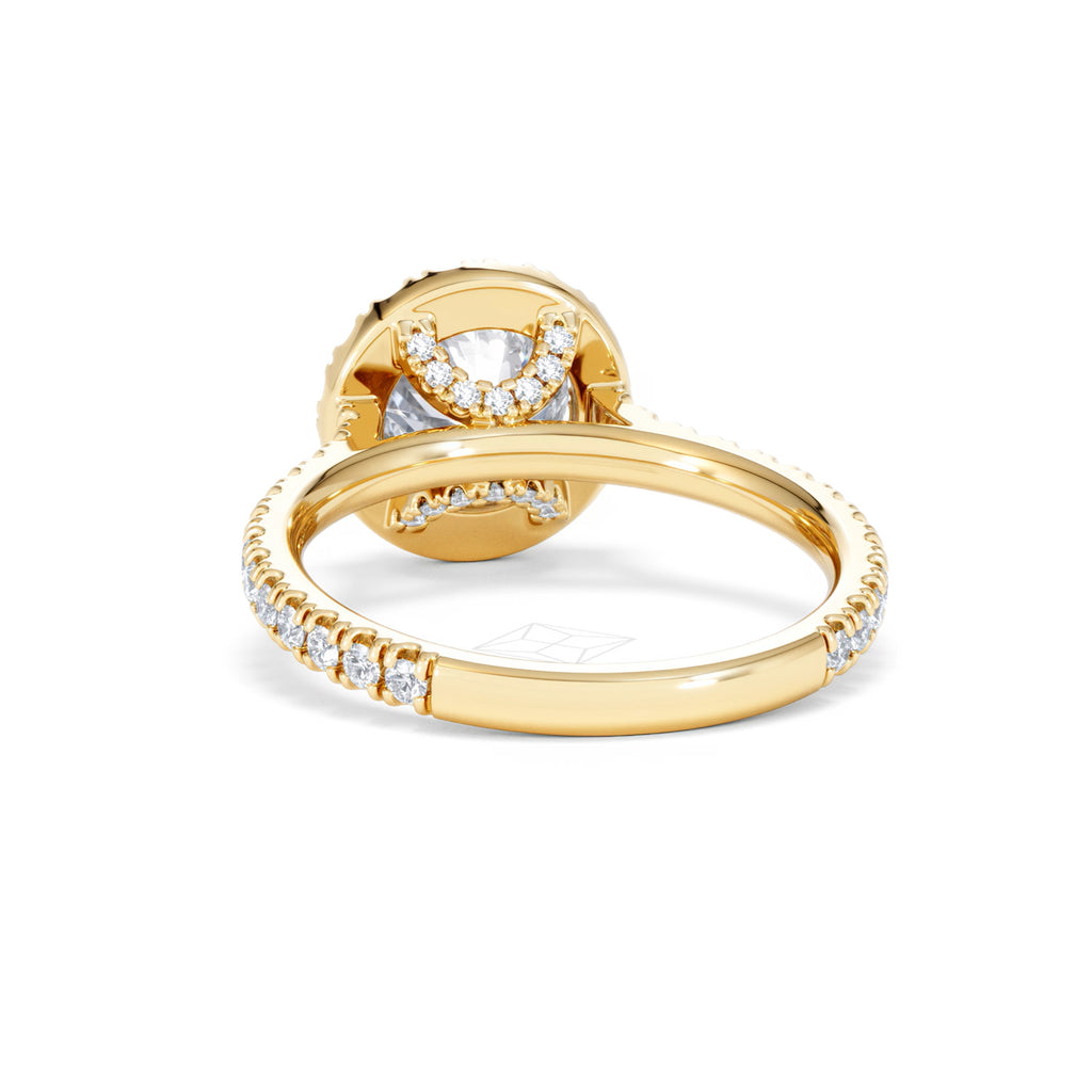 2.30ct Reina Lab Diamond Halo Engagement Ring in 18K Gold F/VS1