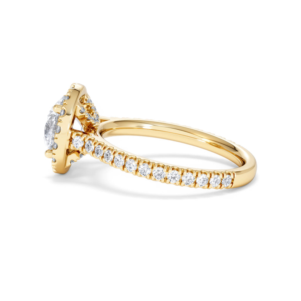 2.30ct Reina Lab Diamond Halo Engagement Ring in 18K Gold F/VS1
