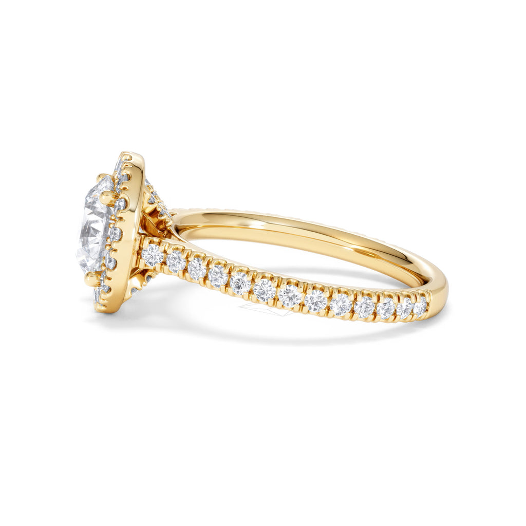 2.30ct Reina Lab Diamond Halo Engagement Ring in 18K Gold F/VS1