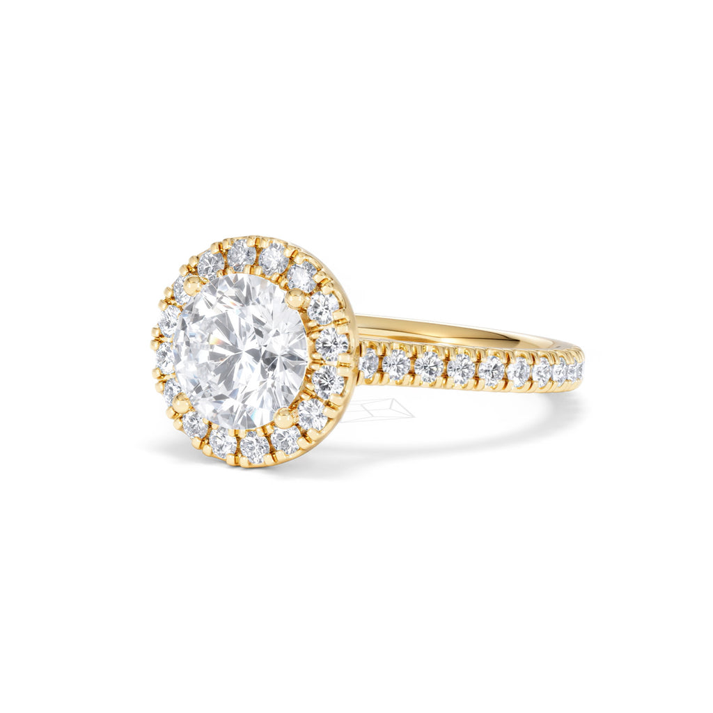 2.30ct Reina Lab Diamond Halo Engagement Ring in 18K Gold F/VS1