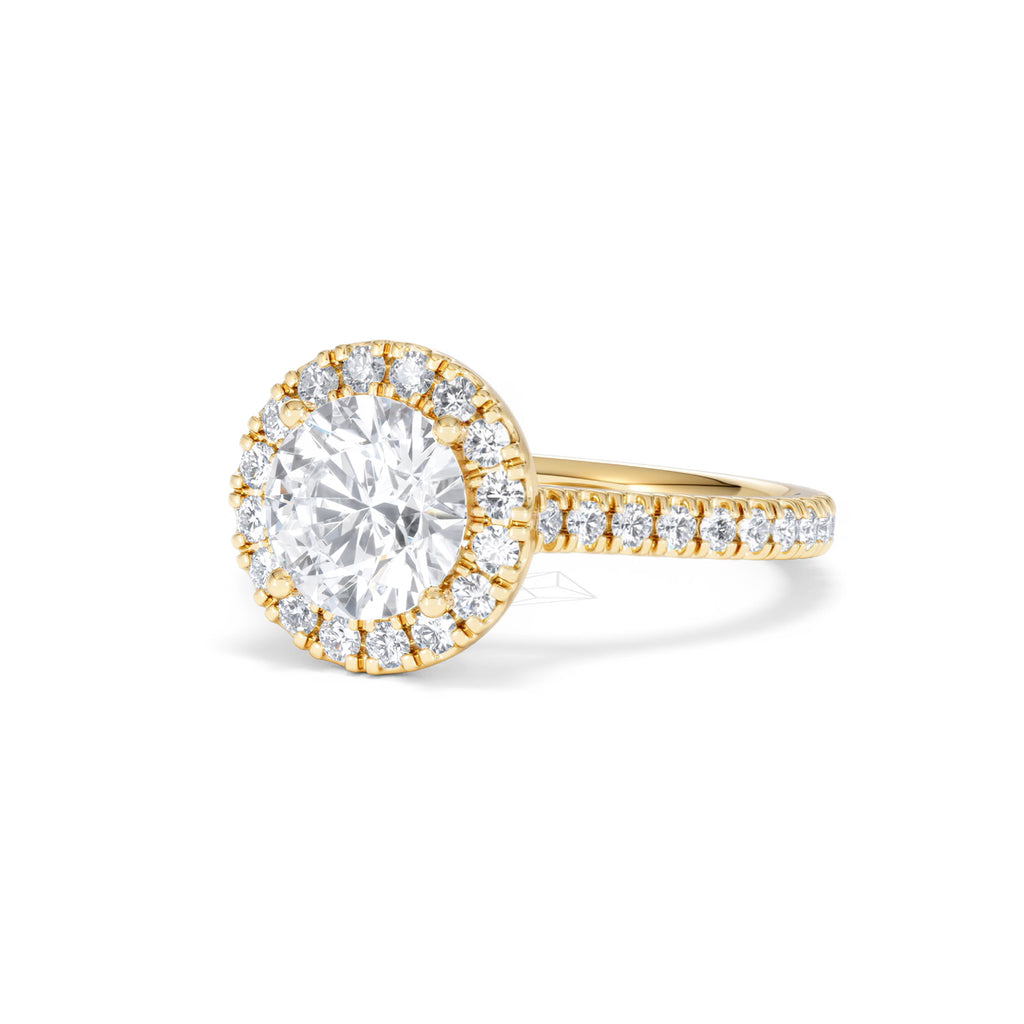 2.30ct Reina Lab Diamond Halo Engagement Ring in 18K Gold F/VS1