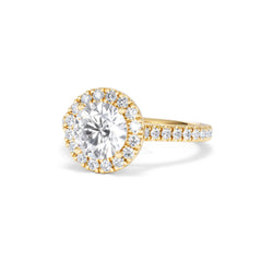 2.30ct Reina Lab Diamond Halo Engagement Ring in 18K Gold F/VS1