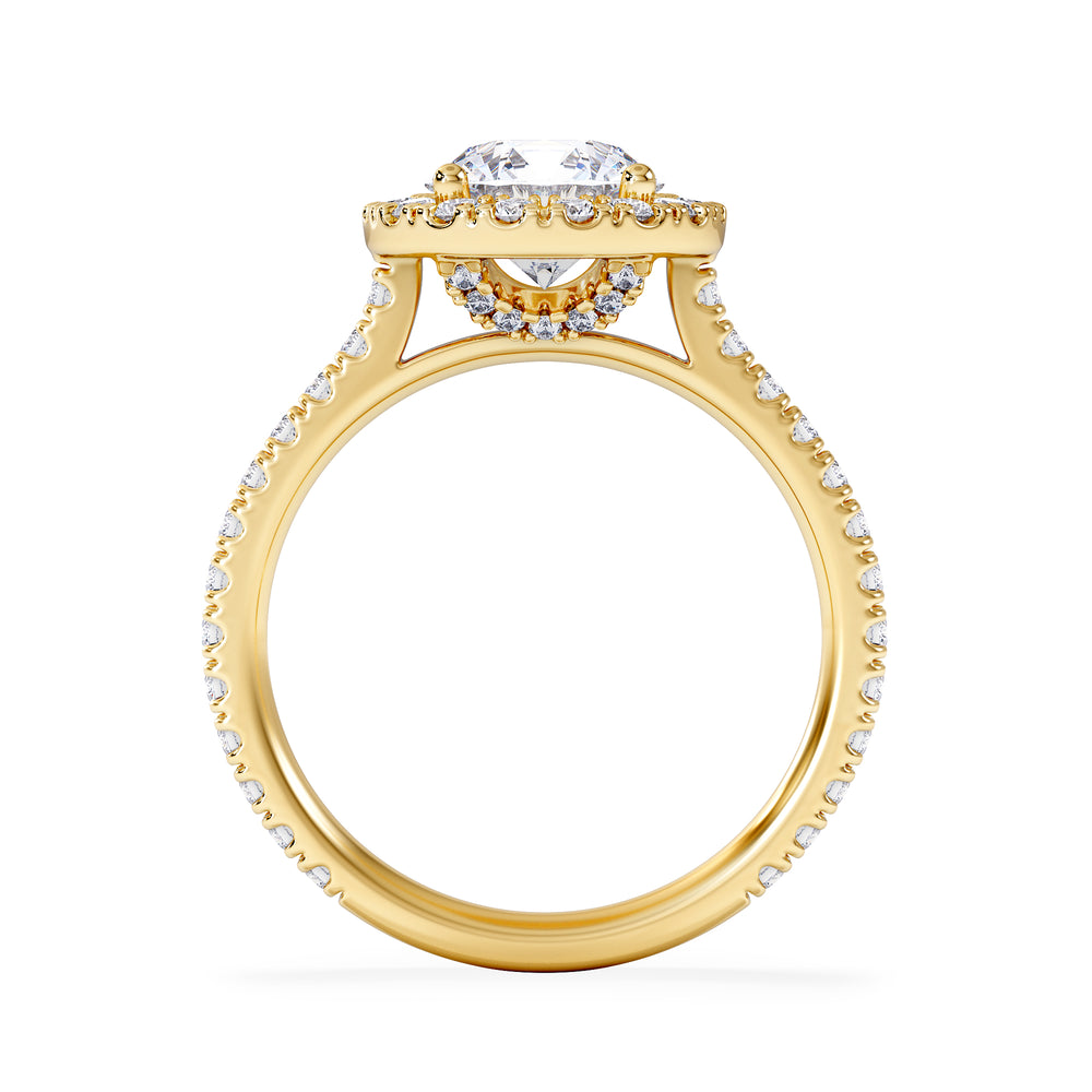 2.30ct Reina Lab Diamond Halo Engagement Ring in 18K Gold F/VS1