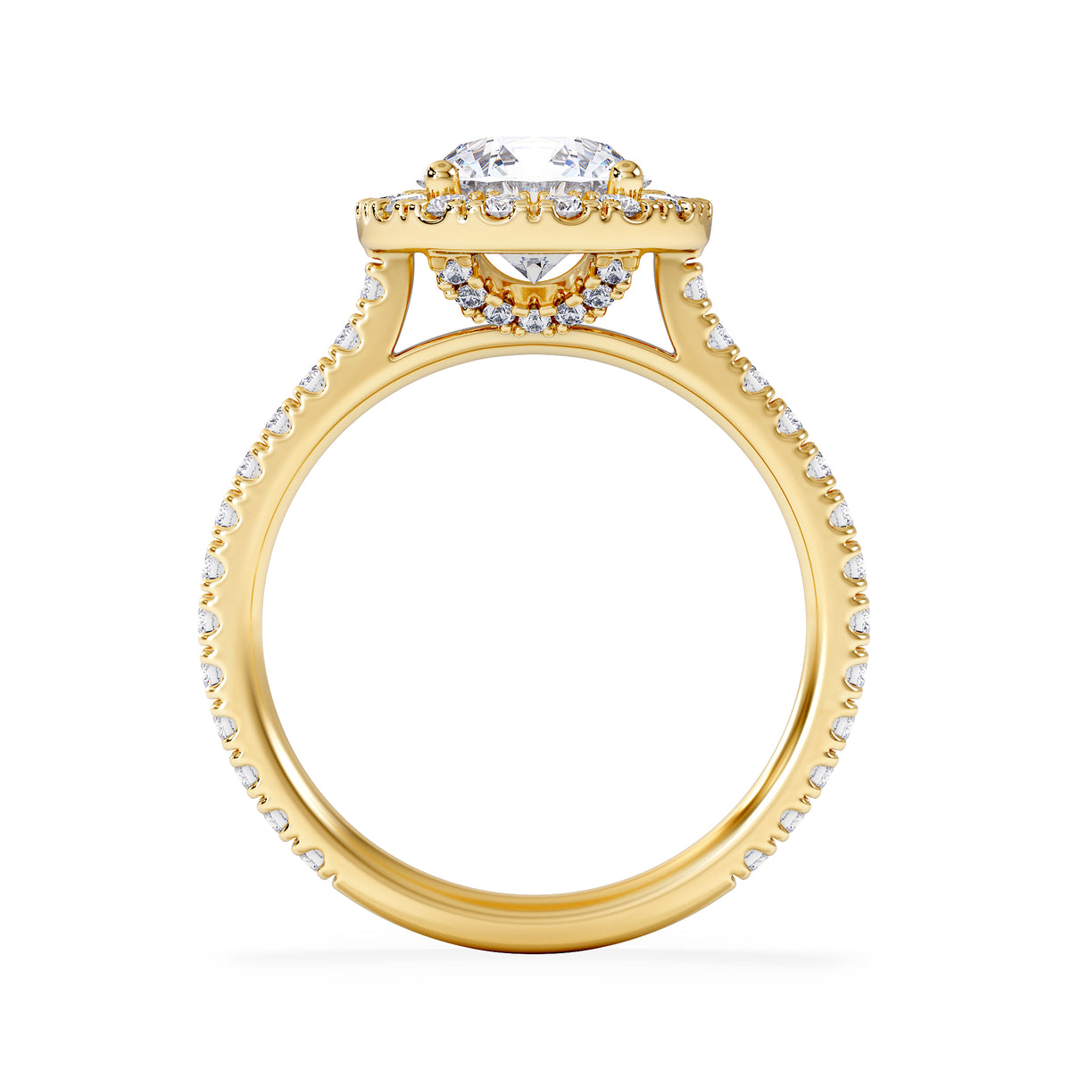 2.30ct Reina Lab Diamond Halo Engagement Ring in 18K Gold F/VS1