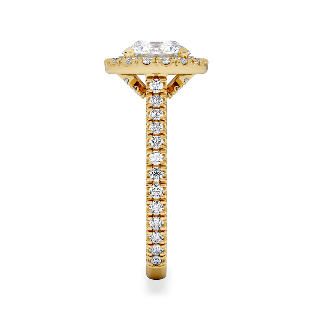 2.30ct Reina Lab Diamond Halo Engagement Ring in 18K Gold F/VS1