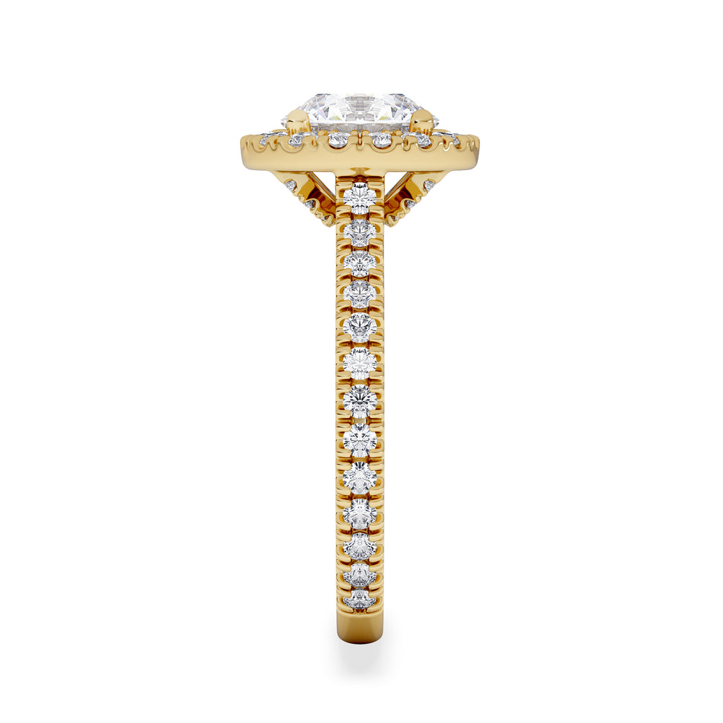 2.30ct Reina Lab Diamond Halo Engagement Ring in 18K Gold F/VS1