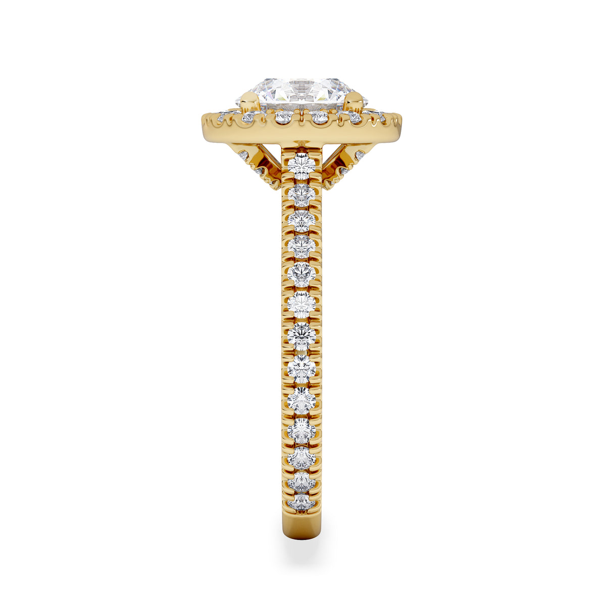 2.30ct Reina Lab Diamond Halo Engagement Ring in 18K Gold F/VS1