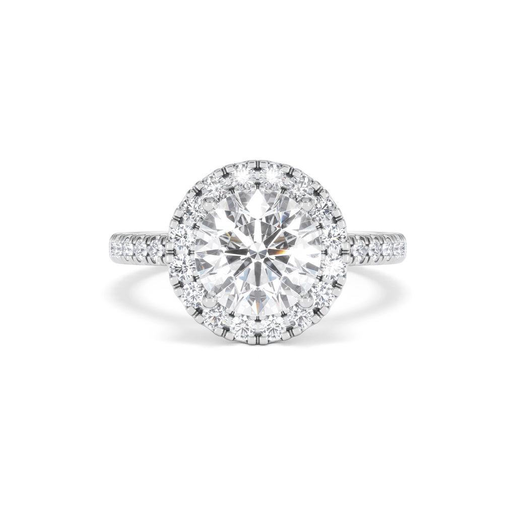 2.80ct Reina Lab Diamond Halo Engagement Ring in 18K White Gold F/VS1