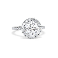 2.80ct Reina Lab Diamond Halo Engagement Ring in 18K White Gold F/VS1