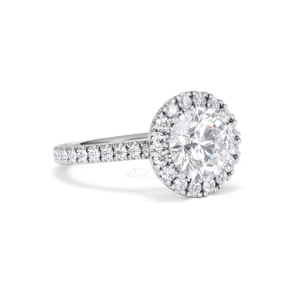 2.80ct Reina Lab Diamond Halo Engagement Ring in 18K White Gold F/VS1