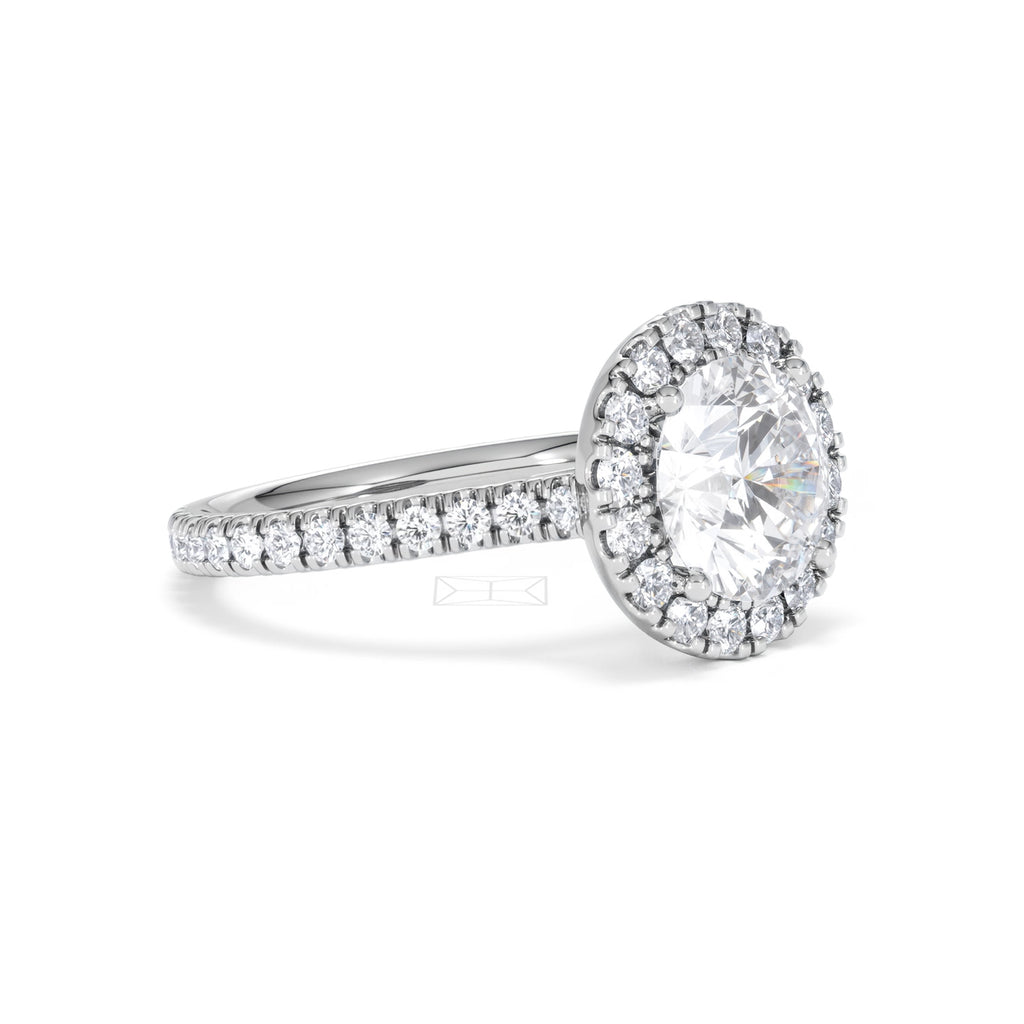 2.80ct Reina Lab Diamond Halo Engagement Ring in 18K White Gold F/VS1
