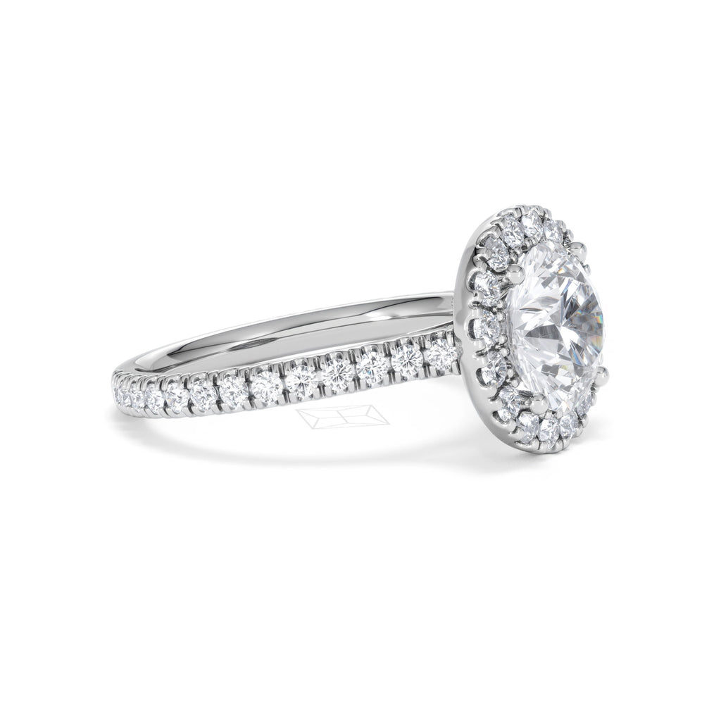 2.80ct Reina Lab Diamond Halo Engagement Ring in 18K White Gold F/VS1