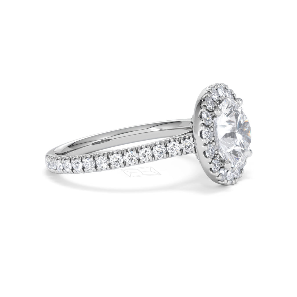 2.80ct Reina Lab Diamond Halo Engagement Ring in 18K White Gold F/VS1