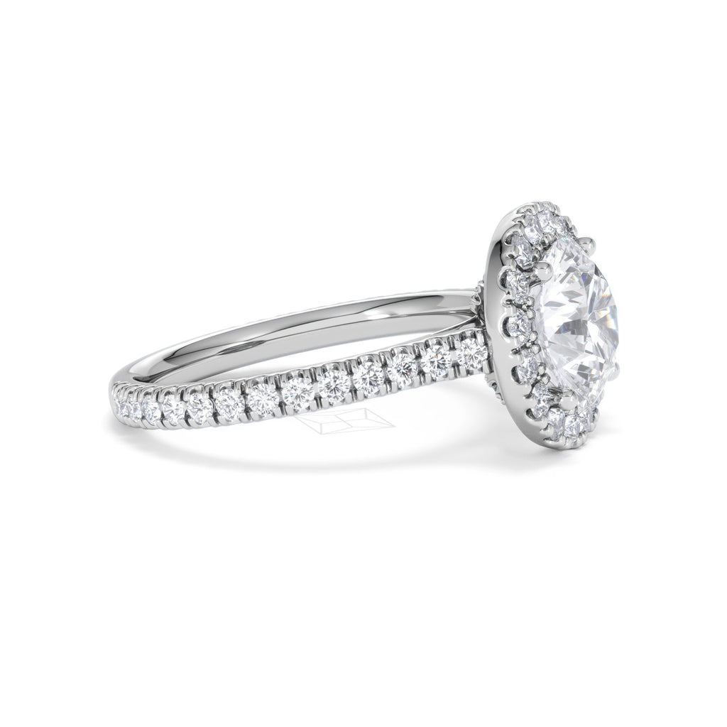 2.80ct Reina Lab Diamond Halo Engagement Ring in Platinum F/VS1