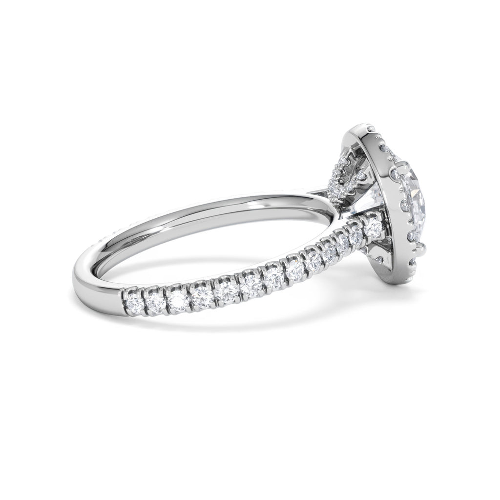 2.80ct Reina Lab Diamond Halo Engagement Ring in Platinum F/VS1