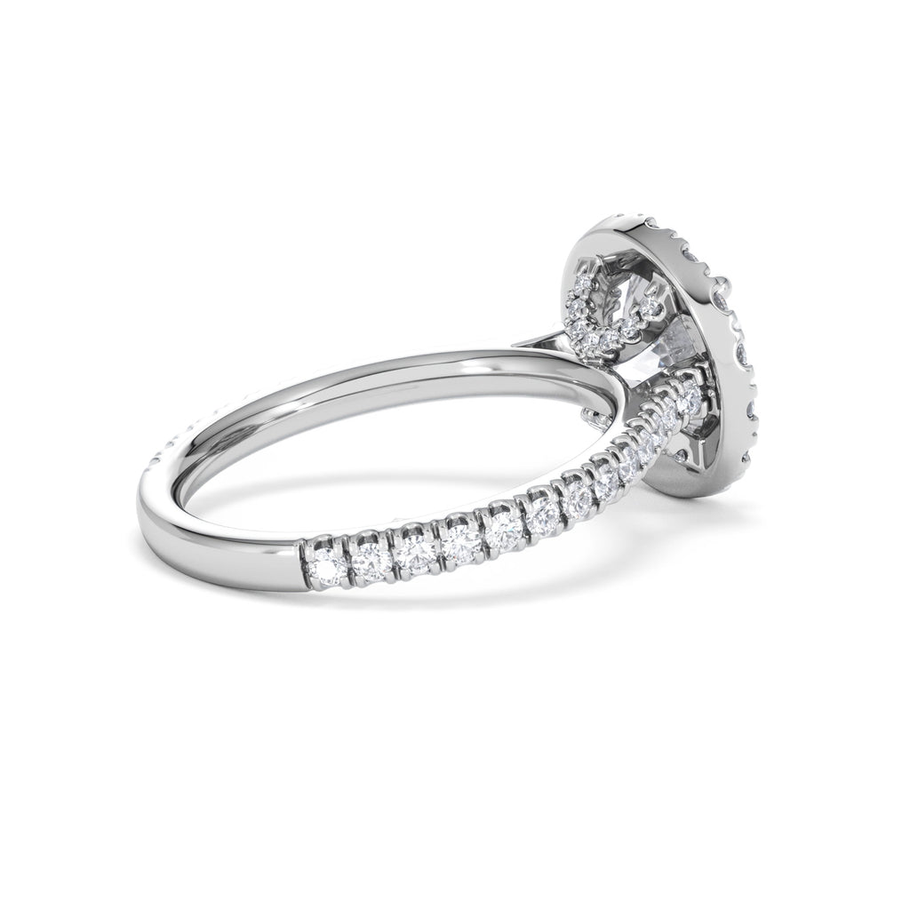 2.80ct Reina Lab Diamond Halo Engagement Ring in 18K White Gold F/VS1
