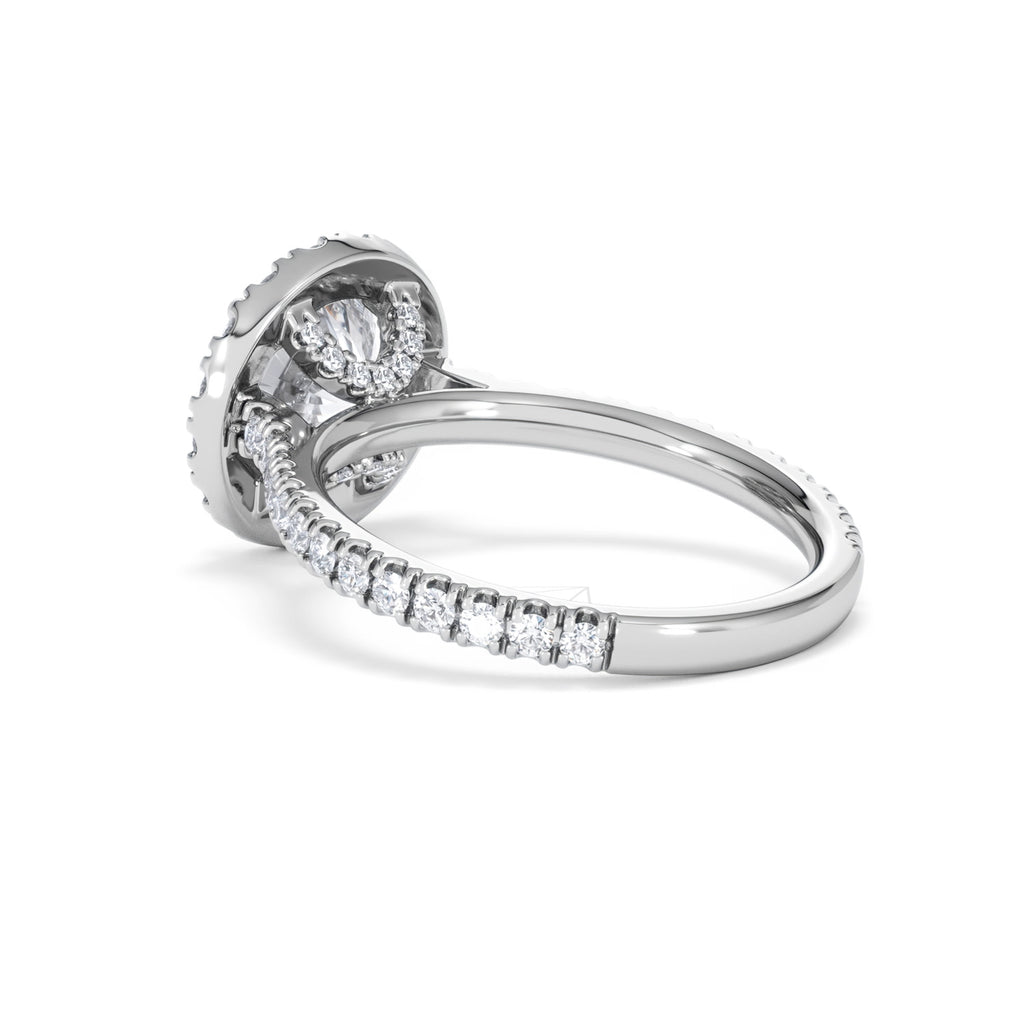 2.80ct Reina Lab Diamond Halo Engagement Ring in 18K White Gold F/VS1