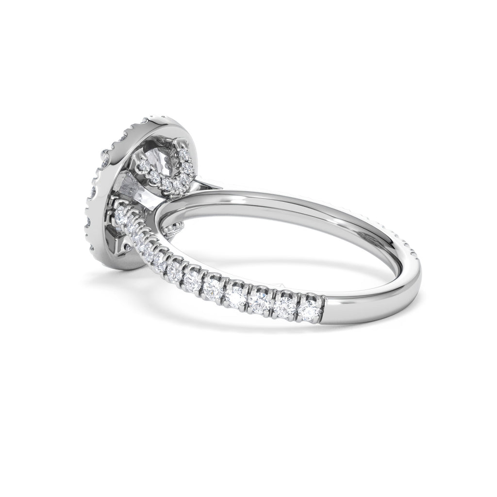 2.80ct Reina Lab Diamond Halo Engagement Ring in 18K White Gold F/VS1