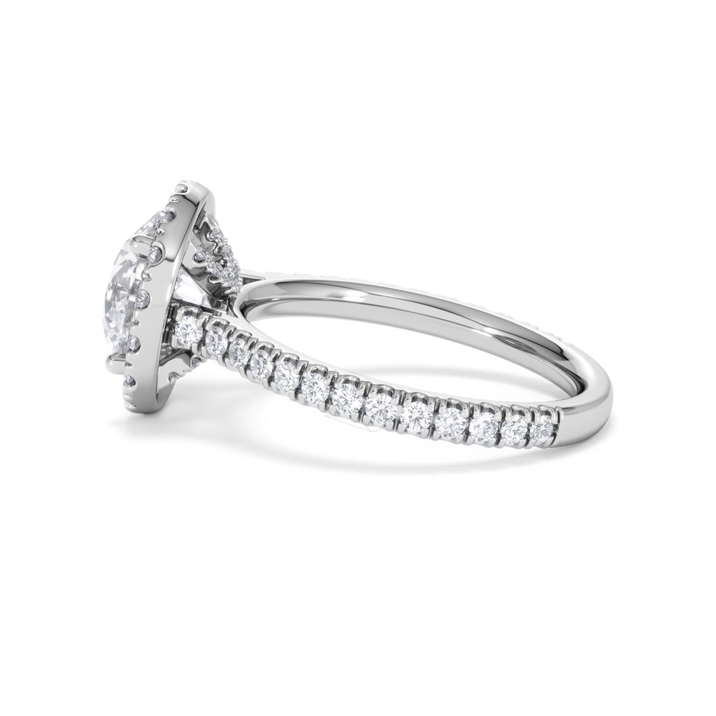 2.80ct Reina Lab Diamond Halo Engagement Ring in Platinum F/VS1
