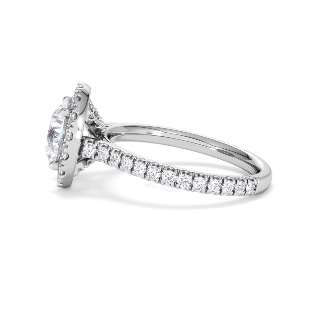 2.80ct Reina Lab Diamond Halo Engagement Ring in Platinum F/VS1