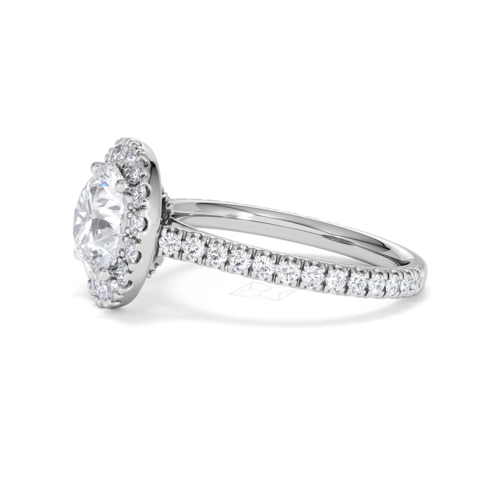 2.80ct Reina Lab Diamond Halo Engagement Ring in Platinum F/VS1