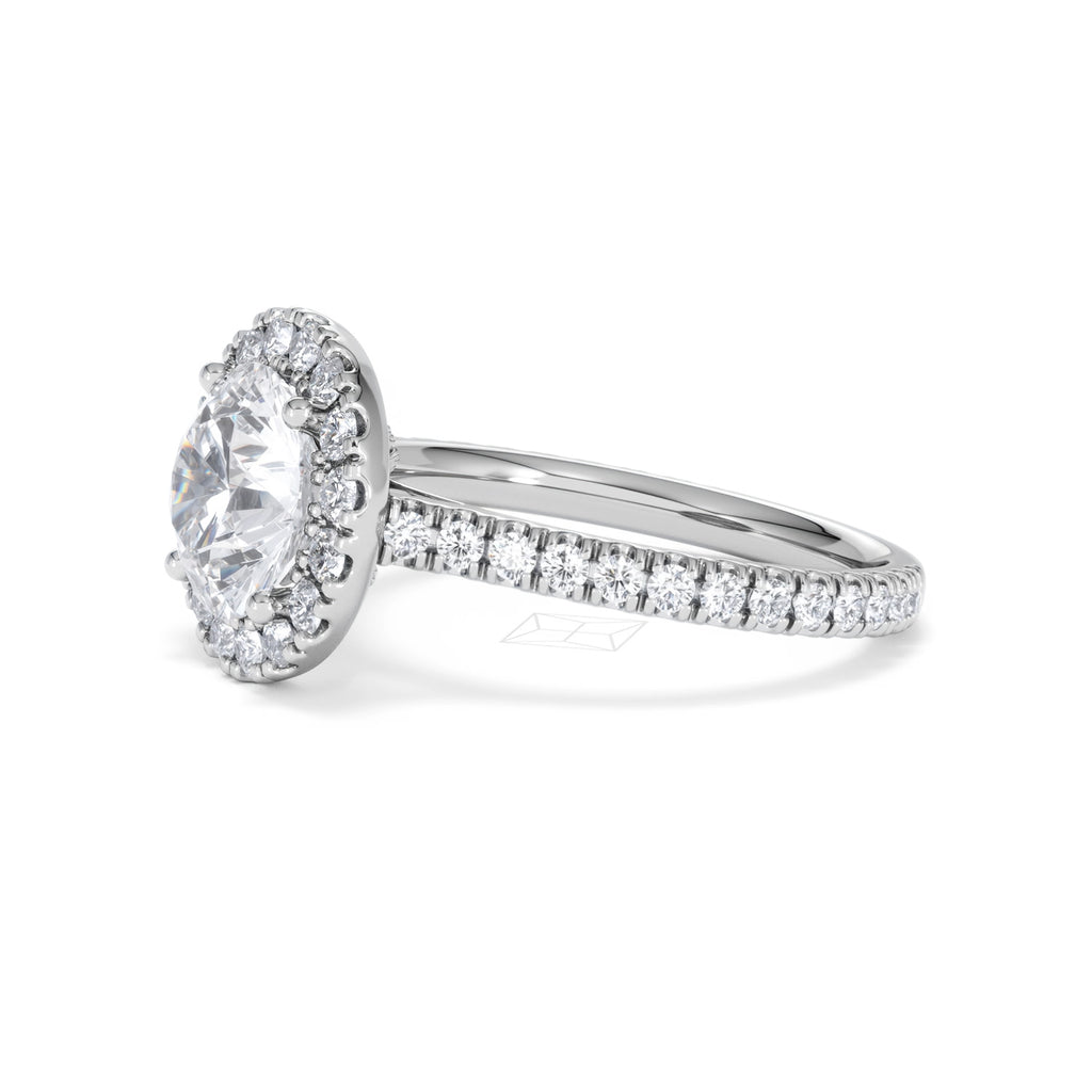 2.80ct Reina Lab Diamond Halo Engagement Ring in Platinum F/VS1