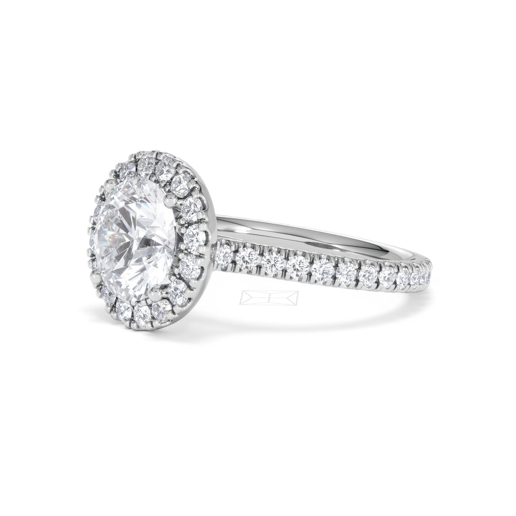 2.80ct Reina Lab Diamond Halo Engagement Ring in 18K White Gold F/VS1