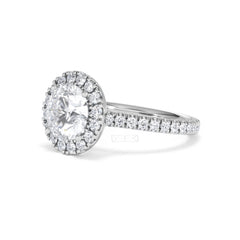 2.80ct Reina Lab Diamond Halo Engagement Ring in 18K White Gold F/VS1