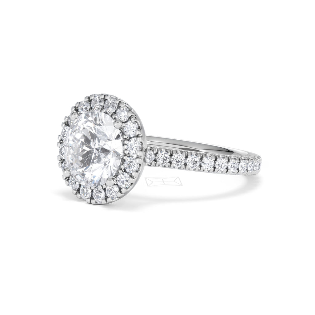 2.80ct Reina Lab Diamond Halo Engagement Ring in Platinum F/VS1
