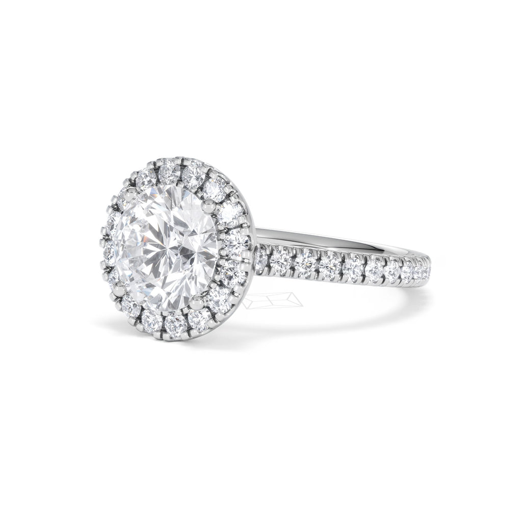 2.80ct Reina Lab Diamond Halo Engagement Ring in 18K White Gold F/VS1