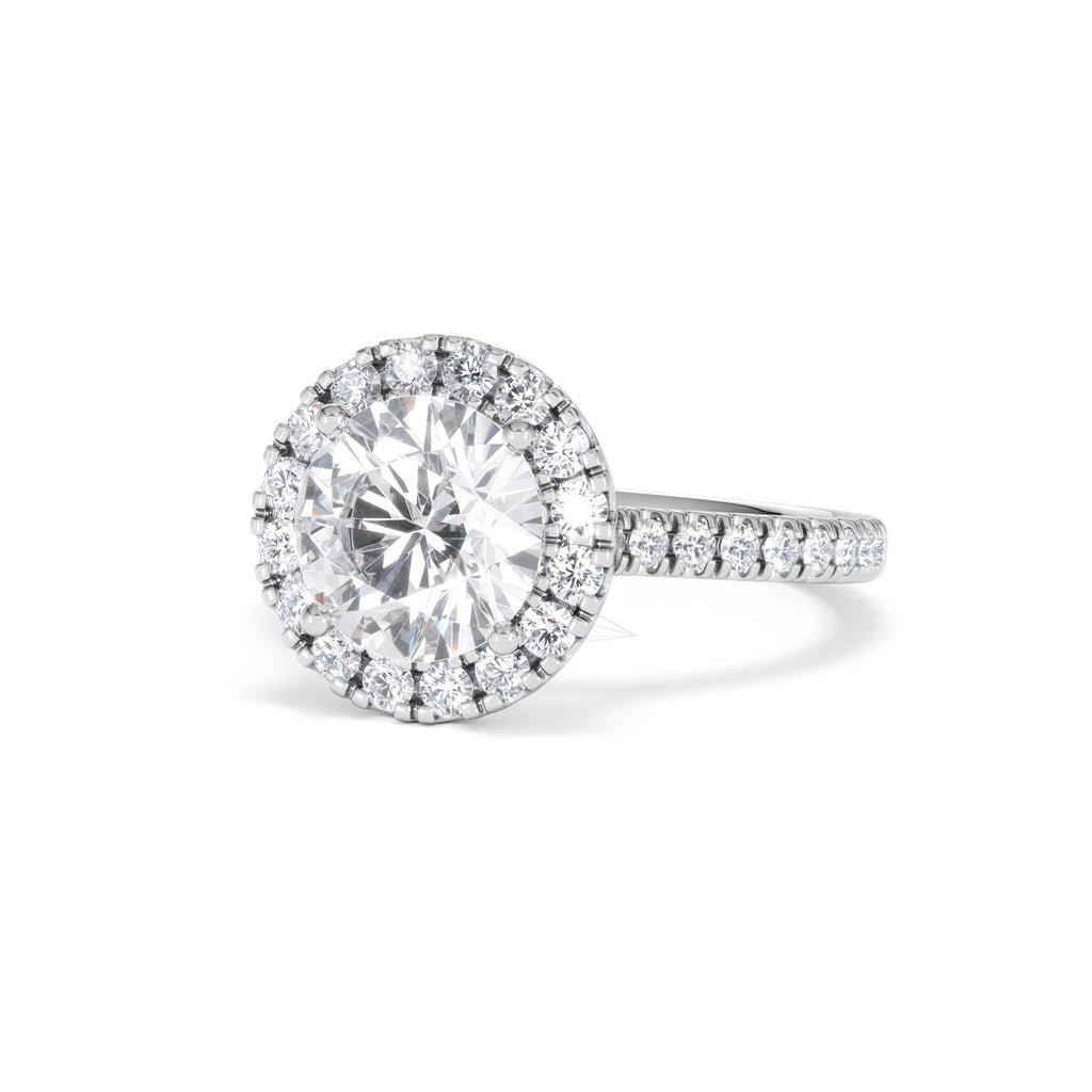 2.80ct Reina Lab Diamond Halo Engagement Ring in 18K White Gold F/VS1