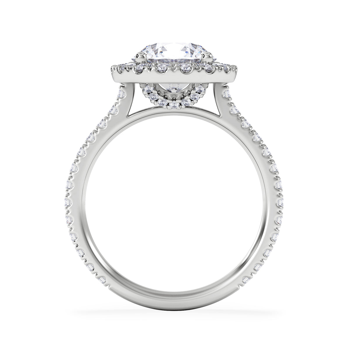 2.80ct Reina Lab Diamond Halo Engagement Ring in Platinum F/VS1