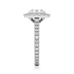 2.80ct Reina Lab Diamond Halo Engagement Ring in 18K White Gold F/VS1