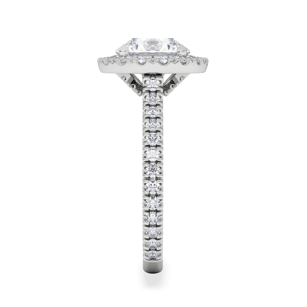 2.80ct Reina Lab Diamond Halo Engagement Ring in Platinum F/VS1