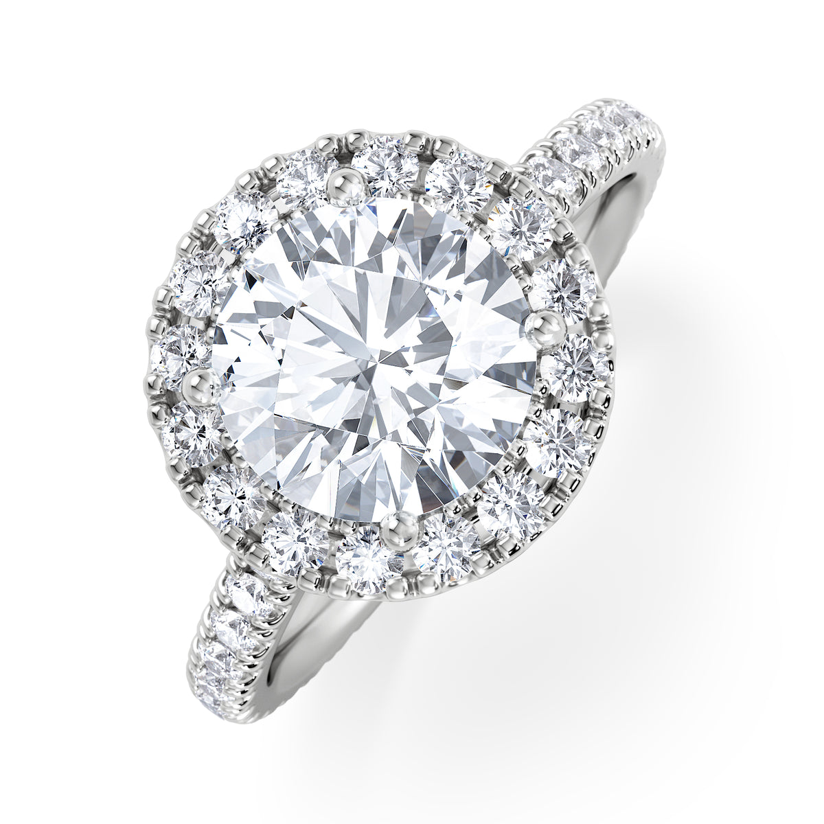 2.80ct Reina Lab Diamond Halo Engagement Ring in Platinum F/VS1