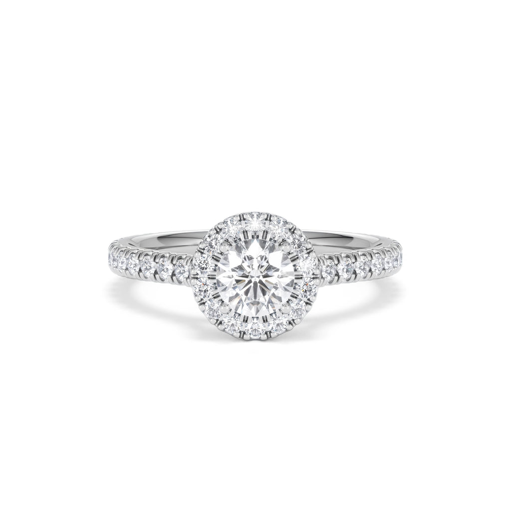Reina Diamond Halo Engagement Ring in 18K White Gold 1.10ct G/SI2