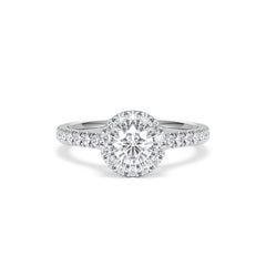 Reina Diamond Halo Engagement Ring in 18K White Gold 1.10ct G/SI2