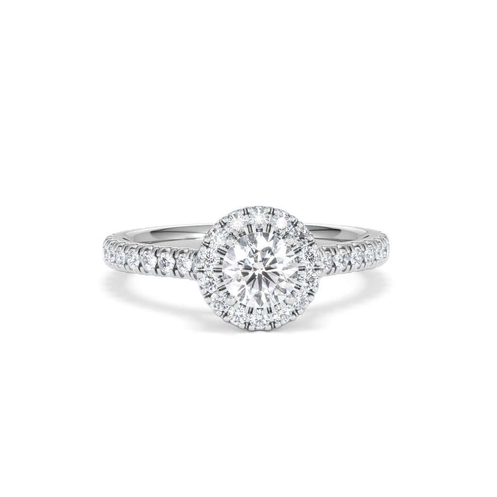 Reina Diamond Halo Engagement Ring in 18K White Gold 1.10ct G/SI2