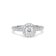 Reina Diamond Halo Engagement Ring in 18K White Gold 1.10ct G/SI2