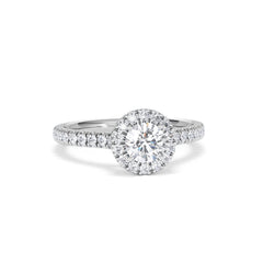Reina Diamond Halo Engagement Ring in 18K White Gold 1.10ct G/SI2