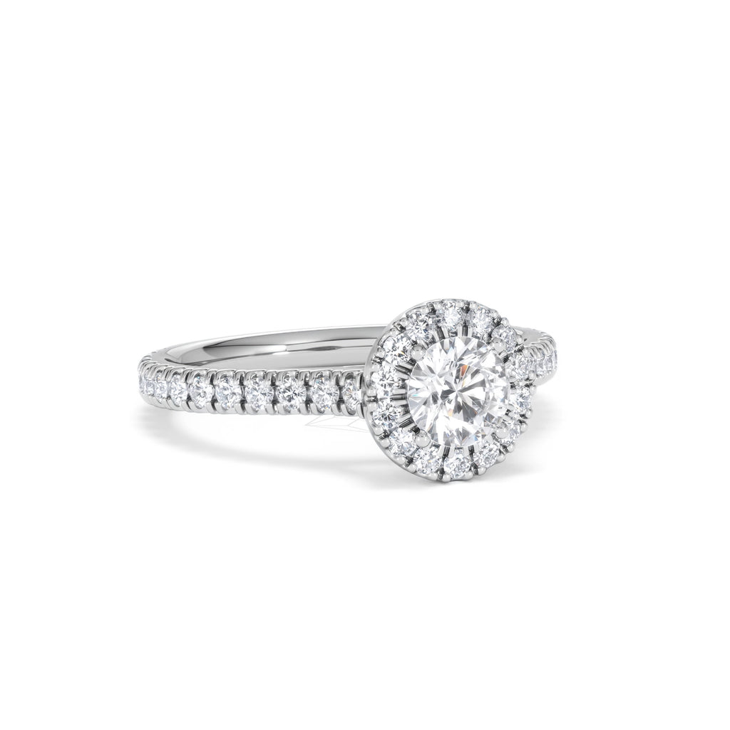Reina Diamond Halo Engagement Ring in 18K White Gold 1.10ct G/SI2