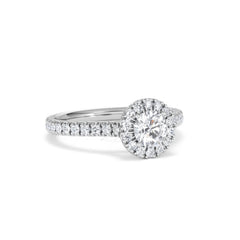 Reina Diamond Halo Engagement Ring in 18K White Gold 1.10ct G/SI2