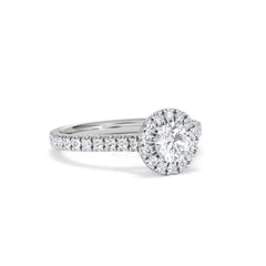 Reina Diamond Halo Engagement Ring in 18K White Gold 1.10ct G/SI2