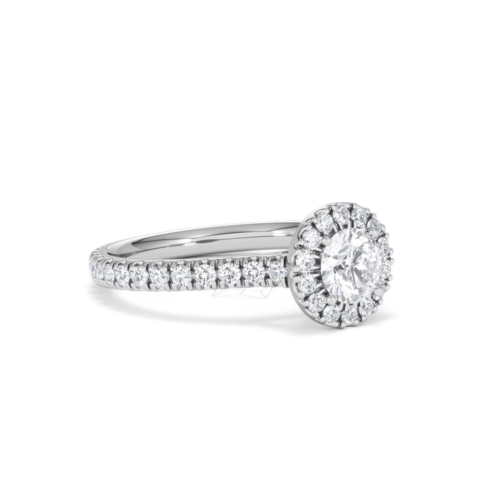 Reina Diamond Halo Engagement Ring in 18K White Gold 1.10ct G/SI2