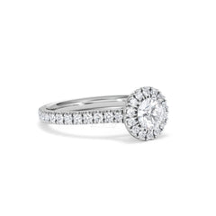 Reina Diamond Halo Engagement Ring in 18K White Gold 1.10ct G/SI2