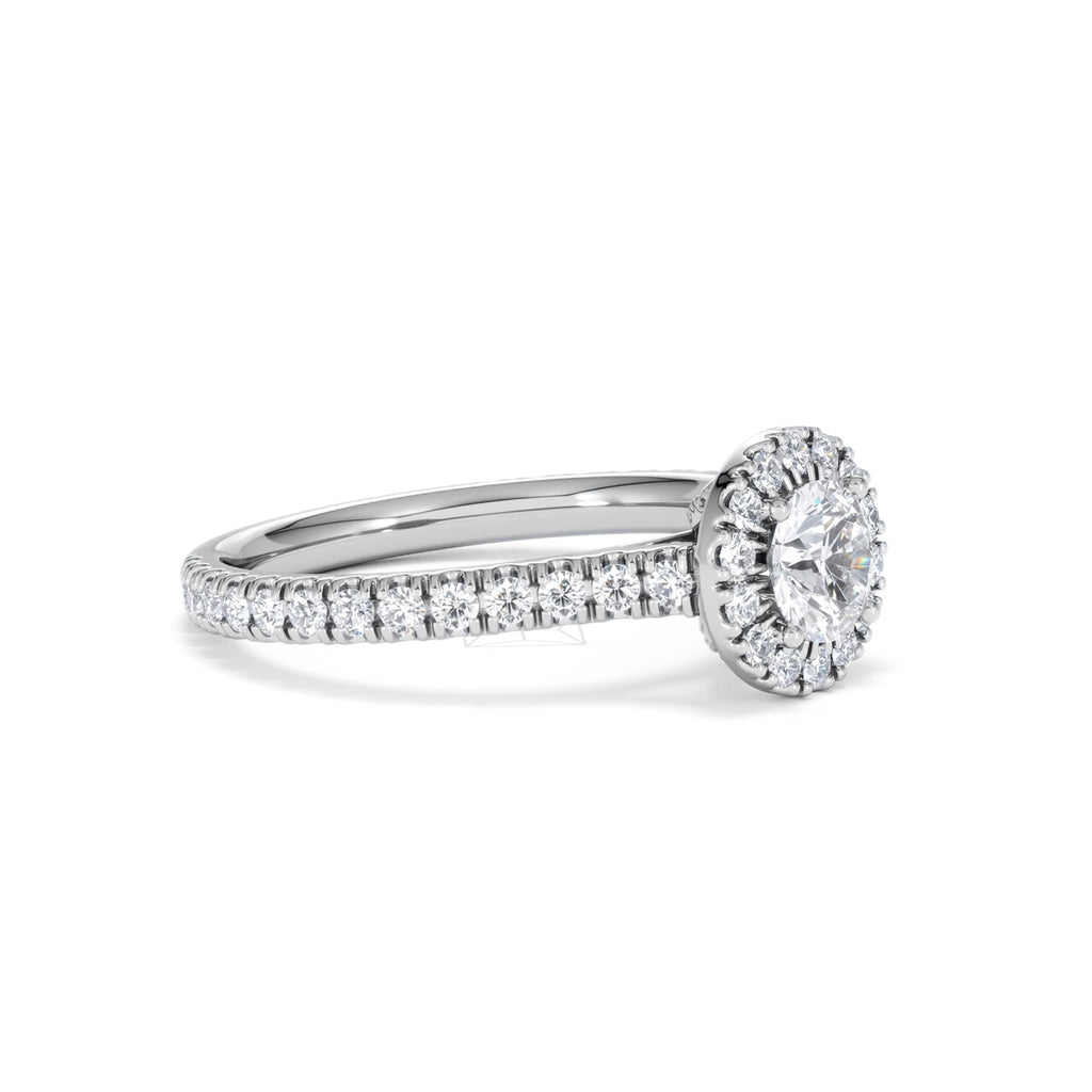 Reina Diamond Halo Engagement Ring in 18K White Gold 1.10ct G/SI2
