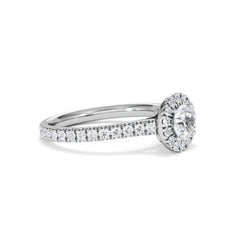 Reina Diamond Halo Engagement Ring in 18K White Gold 1.10ct G/SI2